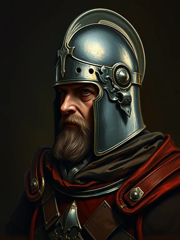 Retrato de caballero generado con IA, versión B, prueba de estilo de Iron Fief